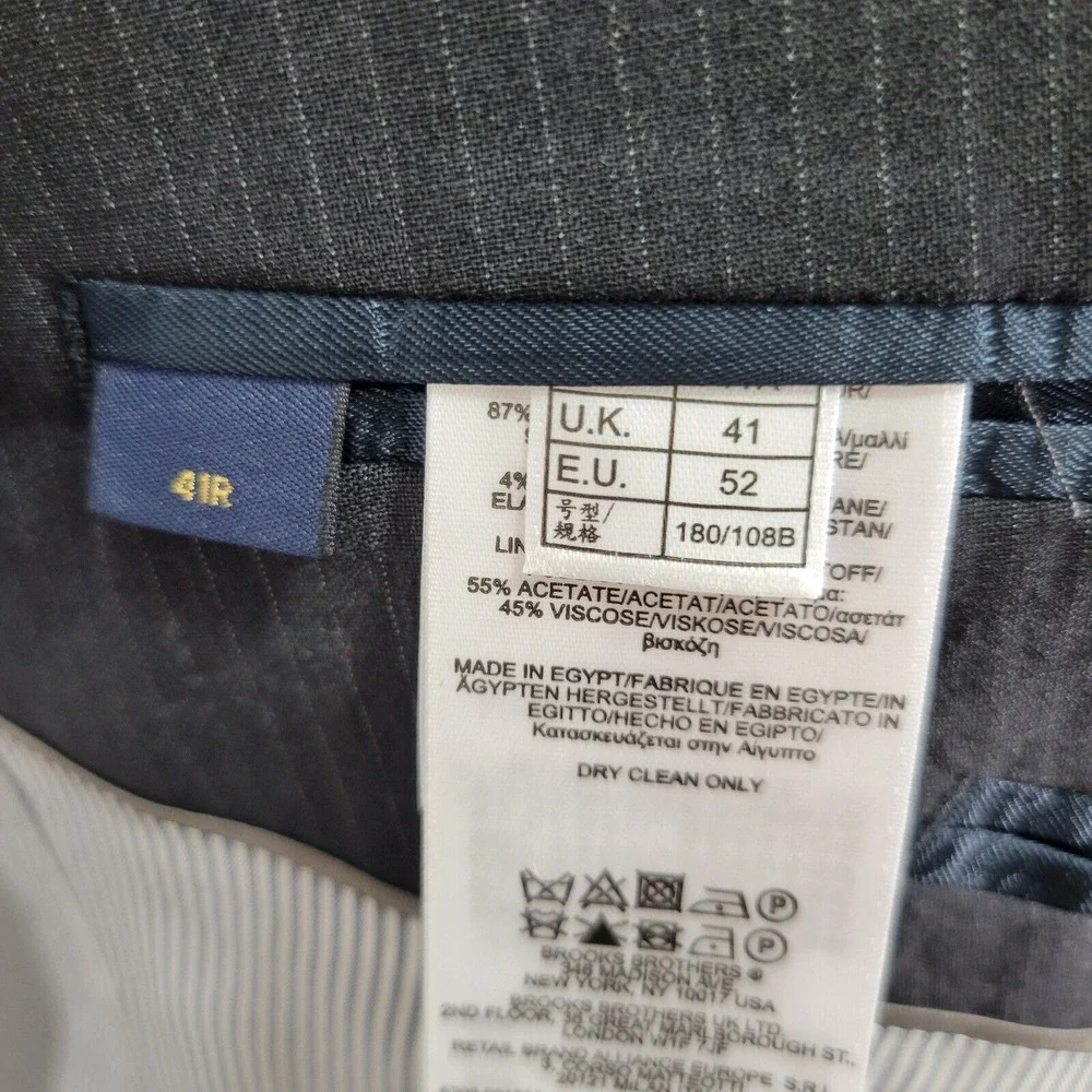 Brooks Brothers Explorer Fitzgerald‎ Men's Sport Coat Striped CH Black Wool 41R